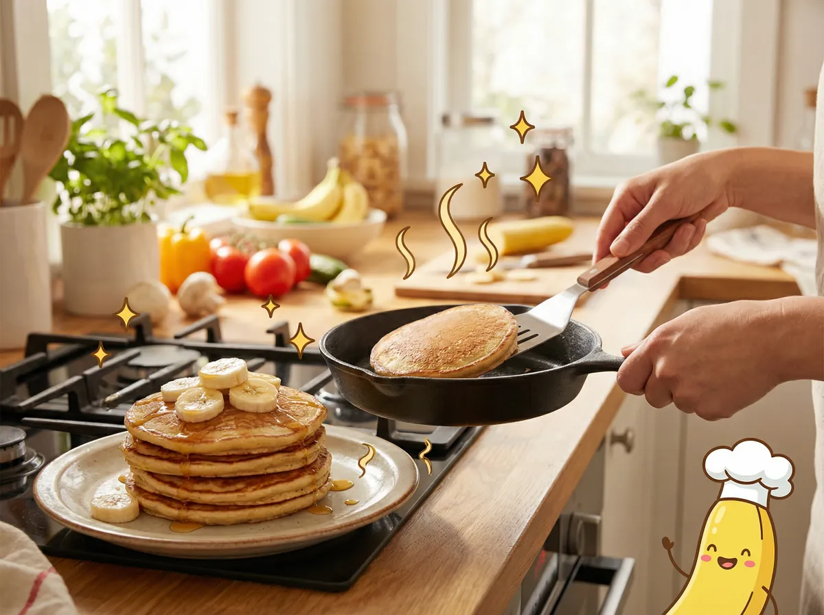 水果派解说 热门视频：香蕉松饼美食教程